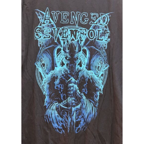 Avenged Sevenfold Skull King Demon Sword Mens Black T-Shirt L 2022 - Picture 2 of 4